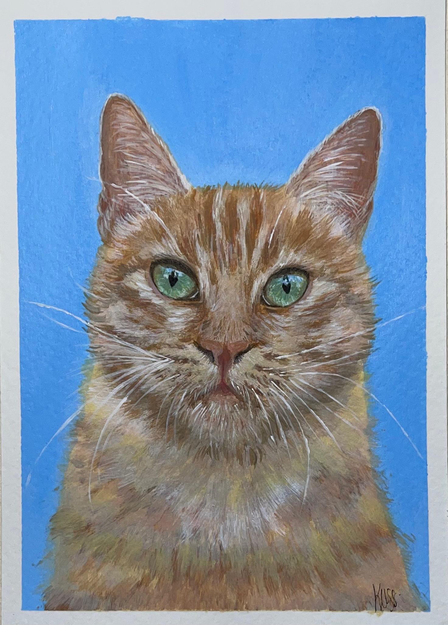 Hand-painted pet portrait of Turkish Cat